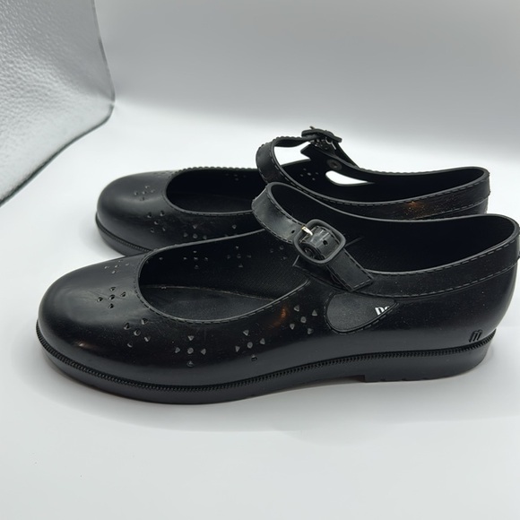 Mini Melissa Black Mary Jane Stacked Shoes Size 4 - Picture 3 of 8